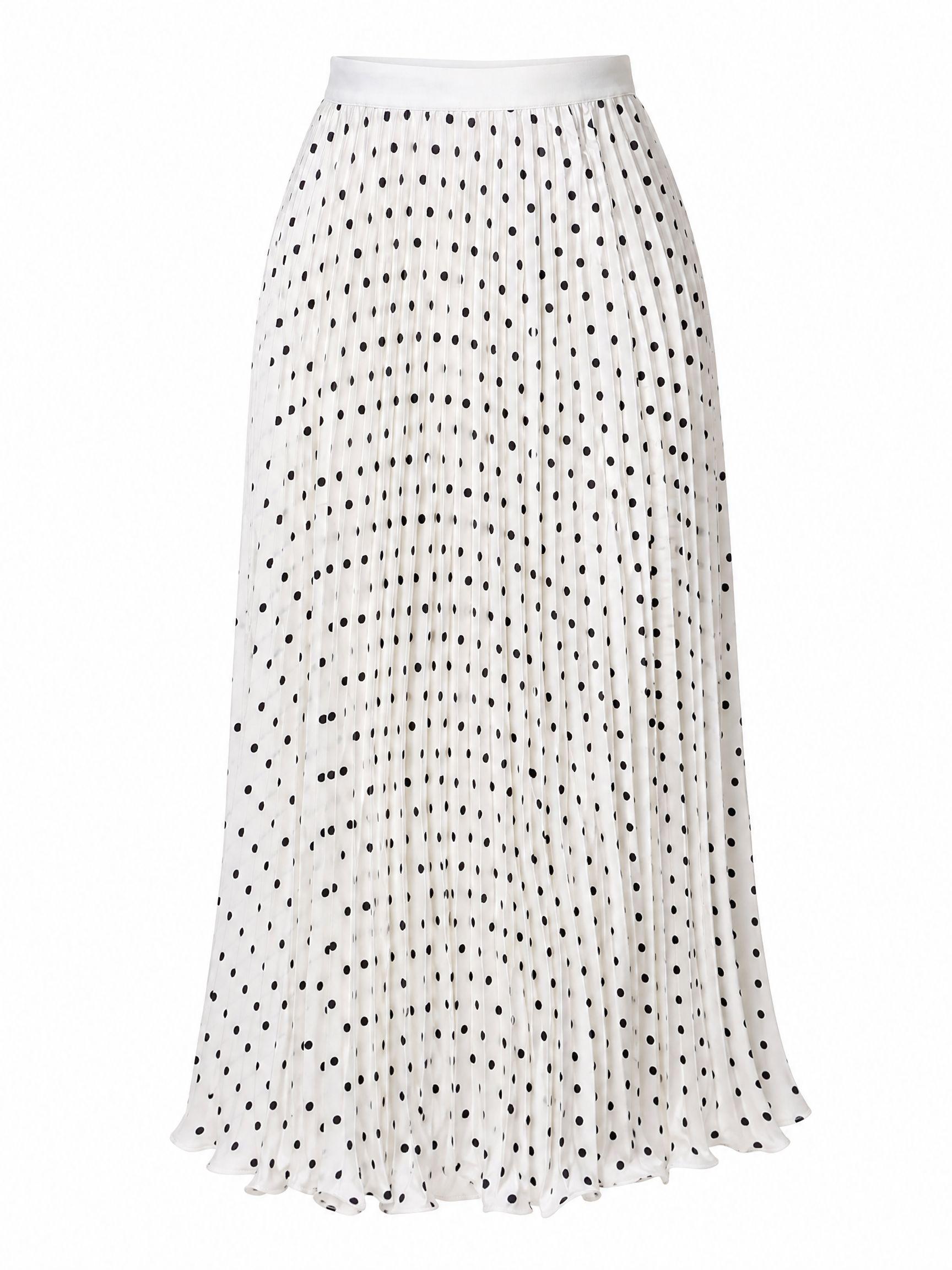 FD1013-白色-3 Cherry Dot Pleated Midi Skirt - Image 8